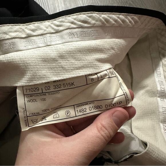 Pal Zileri Black Wool Straight Leg Trouser Dress Pants Size 56‎ - Picture 7 of 10